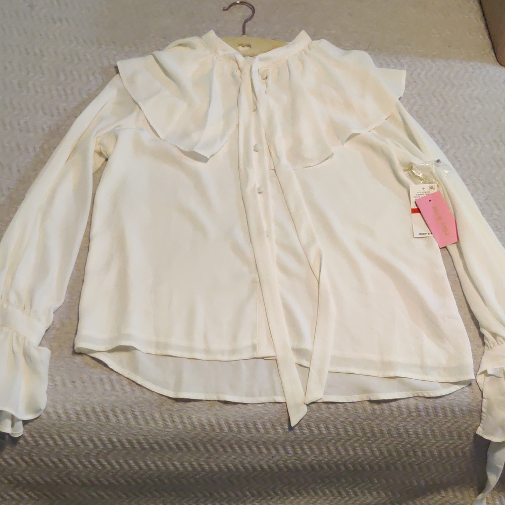 NWT Riley & Rae Cream Ruffle Blouse Size XS
